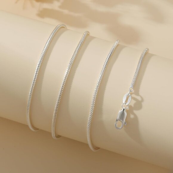 Women's 1.mm Sterling Silver Snake Chain Necklace - Stylish Minimalist Gift Idea - Picture 7 of 7